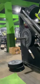 Green-themed gym equipment with dynamic design.