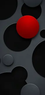 Modern abstract wallpaper with red accent and circles.