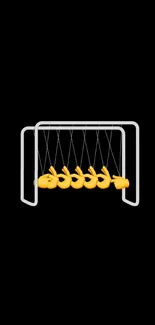 Yellow hand emoji in Newton's cradle design on a black background.