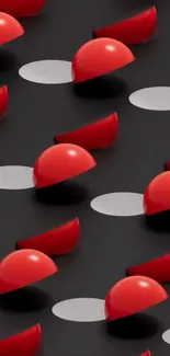 3D red geometric pattern wallpaper design