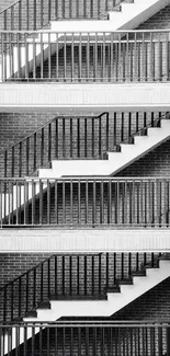 Black staircases on a brick wall background, showcasing modern urban design.