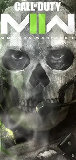 Call of Duty skull mask soldier wallpaper with green accents.