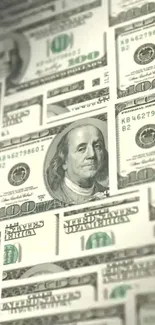 Wallpaper of one hundred dollar bills in a vibrant financial theme.