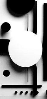 Monochrome abstract geometric shapes on a mobile wallpaper.