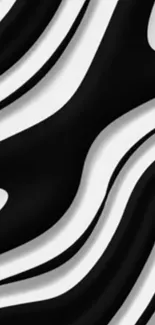 Monochrome abstract waves wallpaper with bold black and white design.