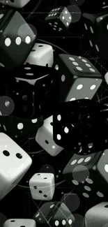 Monochrome dice pattern mobile wallpaper in black and white.