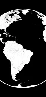 Monochrome Earth wallpaper showing continents on black