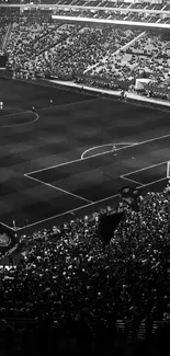 Monochrome wallpaper of a crowded football stadium.