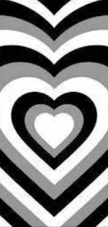 Stylish black and white heart pattern wallpaper for smartphones.