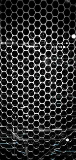 Monochrome honeycomb pattern phone wallpaper with geometric design.