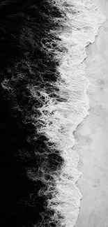 Monochrome ocean waves creating a striking black and white pattern.