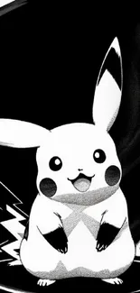 Monochrome Pikachu wallpaper in black and white, perfect for anime fans.