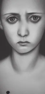 Monochrome portrait of an expressive face, artistic mobile wallpaper.