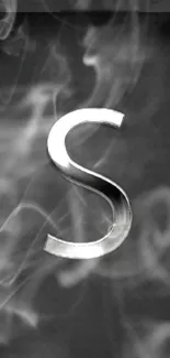 Monochrome wallpaper with letter S and smoke effect.