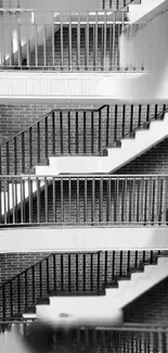 Monochrome photo of a multi-level staircase