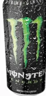 Monster Energy can with water droplets wallpaper.