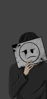 Anonymous face with moody dark background illustration.