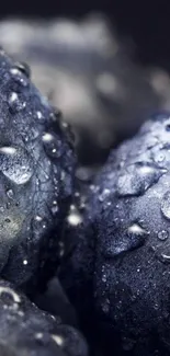 Moody close-up wallpaper of blue droplets with textured background.