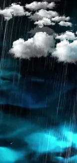 Turquoise rain and clouds mobile wallpaper.