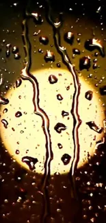 Moody night wallpaper with glowing raindrops and soft light silhouette.