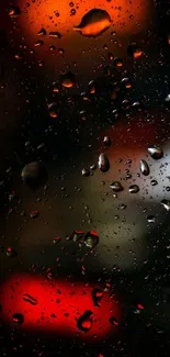 Moody raindrop-covered glass wallpaper with vibrant colors.