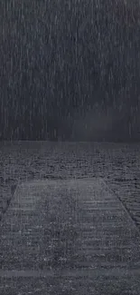 Moody dark pier in rainy night