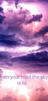 Purple stormy sky with lightning on wallpaper.