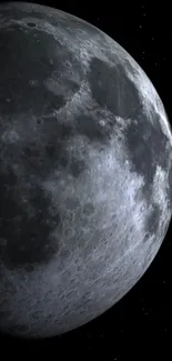 Close-up view of the moon against a starry night sky.