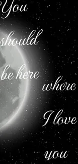 Moonlit night with love quote on mobile wallpaper.