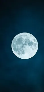 Full moon in a deep blue night sky wallpaper.