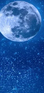 Full moon against a sparkling blue night sky wallpaper.