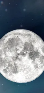 A bright full moon against a dark blue starry sky wallpaper.