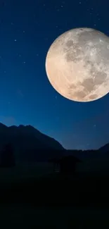 Moonlit night sky with full moon and stars.