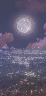 Dreamy moonlit ocean wallpaper with stars.