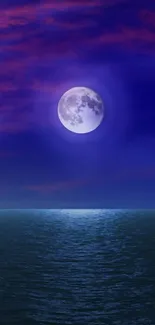 Moonlit ocean and purple night sky wallpaper with serene scene.