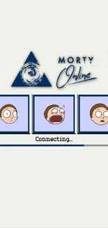 Morty cartoon wallpaper with online theme and character expressions.