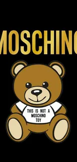 Moschino teddy bear wallpaper with black background.