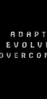 Motivational phone wallpaper: 'Adapt, Evolve, Overcome' on black background.