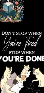 Motivational wallpaper with cats and quote.