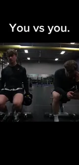 Motivational gym scene with two men working out.