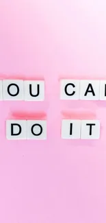 Motivational 'You Can Do It' message on a pastel pink background.