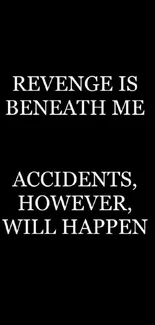 Motivational quote on a black background.