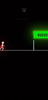 Stick figure running towards a goal sign reading 'Success'.