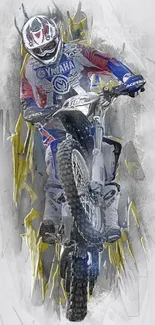 Motocross rider in action on a dirt bike, highlighting movement and excitement.