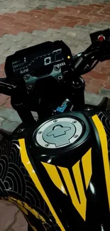 Motorcycle dashboard with yellow accents wallpaper.