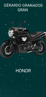 Motorcycle with teal starry background