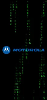 Black wallpaper with Motorola logo in blue and white.