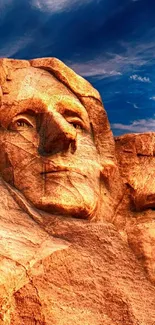 Mount Rushmore with dramatic sky background on mobile wallpaper.