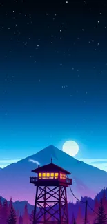 Night sky with mountain and stars wallpaper.