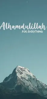 Teal mountain wallpaper with inspirational quote.